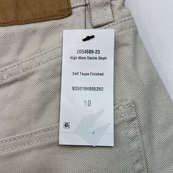 Cotton:On High Mom Denim shorts in soft taupe size 14 NWT - Picture 6 of 12